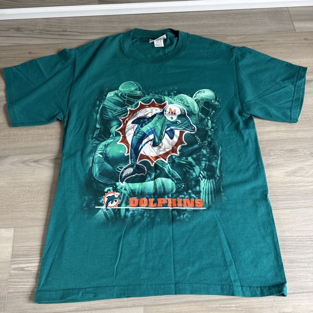 Vintage Lee Sport Nutmeg NFL 90s Miami Dolphins Football T-Shirt Sz M Mint Cond
